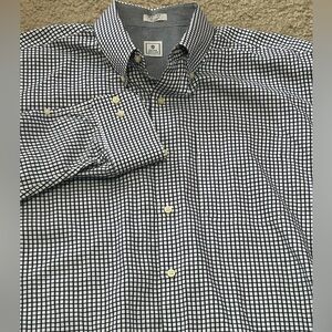 Peter Millar Summer Comfort XL Long Sleeve Button Down Shirt Gingham Check Navy